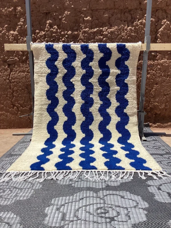Moroccan Checkered Blue Rug
