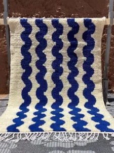 moroccan checkered blue rug