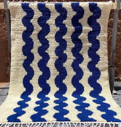 moroccan checkered blue rug