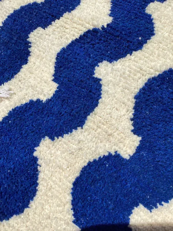 moroccan-checkered-blue-rug (4) Moroccan Checkered Blue Rug – Handmade Berber Wool Rug | ASBED Cooperative