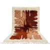 Plush abstract Moroccan wool rug in natural terracotta and beige tones