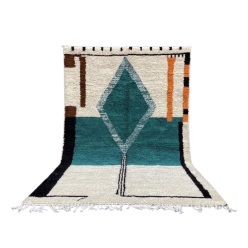abstract-blue-moroccan-wool-rug-full-view Abstract blue Moroccan wool rug hand-knotted by Cooperative Asbed artisans